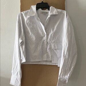 Madden Girl White and Black Striped Shirt